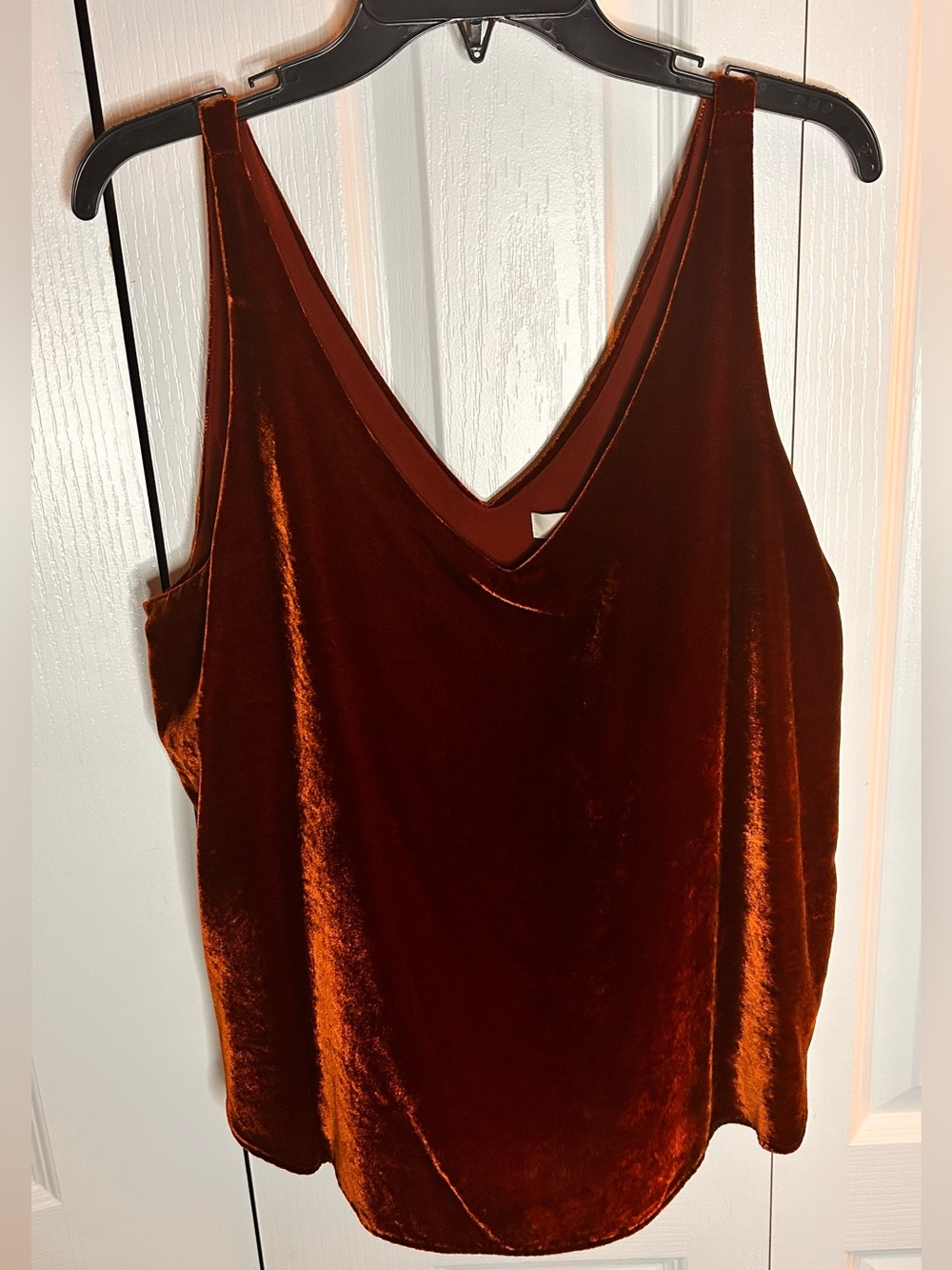 Loft Women’s Size Large Brown Rust Velvet Deep V-Neck Tank Top Lined